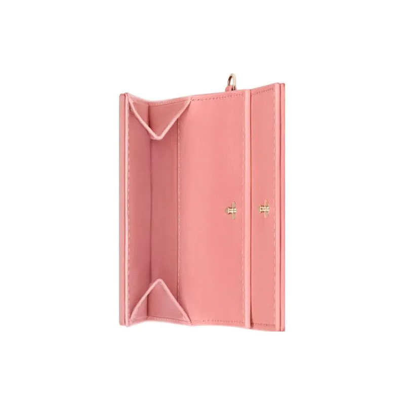 DIOR Lady Dior Soft Lambskin Clutches Card Holder Wallet Women's Light Pink-3