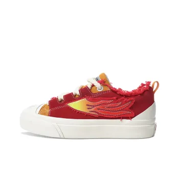 BURNING FLAME Shoes Height Increasing Abrasion Resistant Slip Resistant Low Top Canvas Shoes Unisex Red Velvet