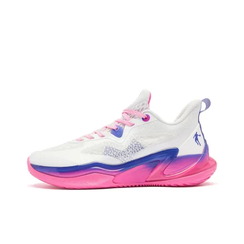 QIAODAN Wind Blade 4 Generation Basketball Shoes Men Low-Top Jordan White/Digital Pink