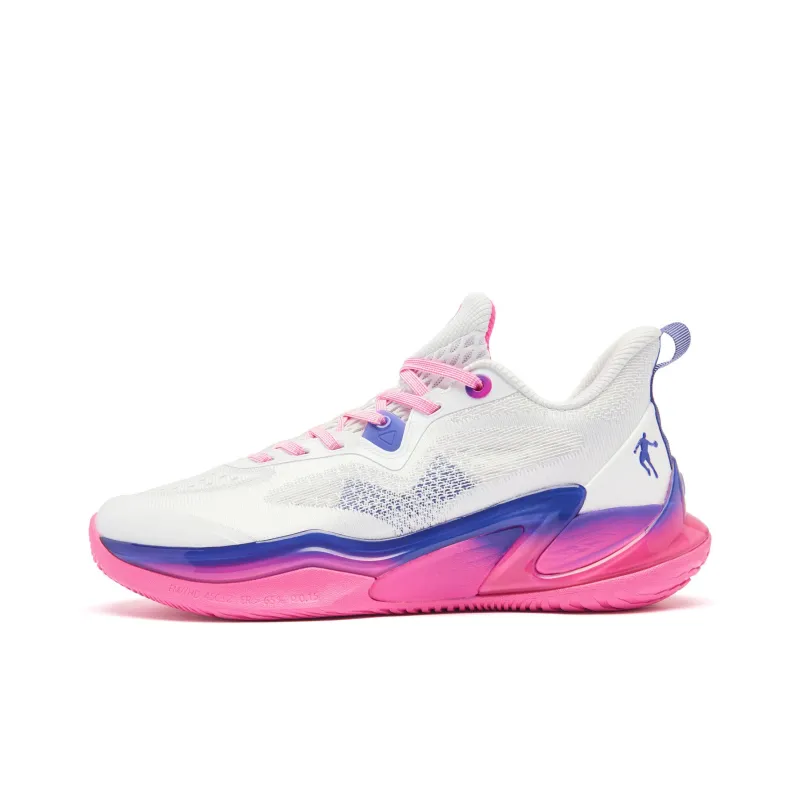 QIAODAN Wind Blade 4 Cushioning Anti Slip And Wear Resistant Low Top Basketball Shoes Men's Pink Purple-0