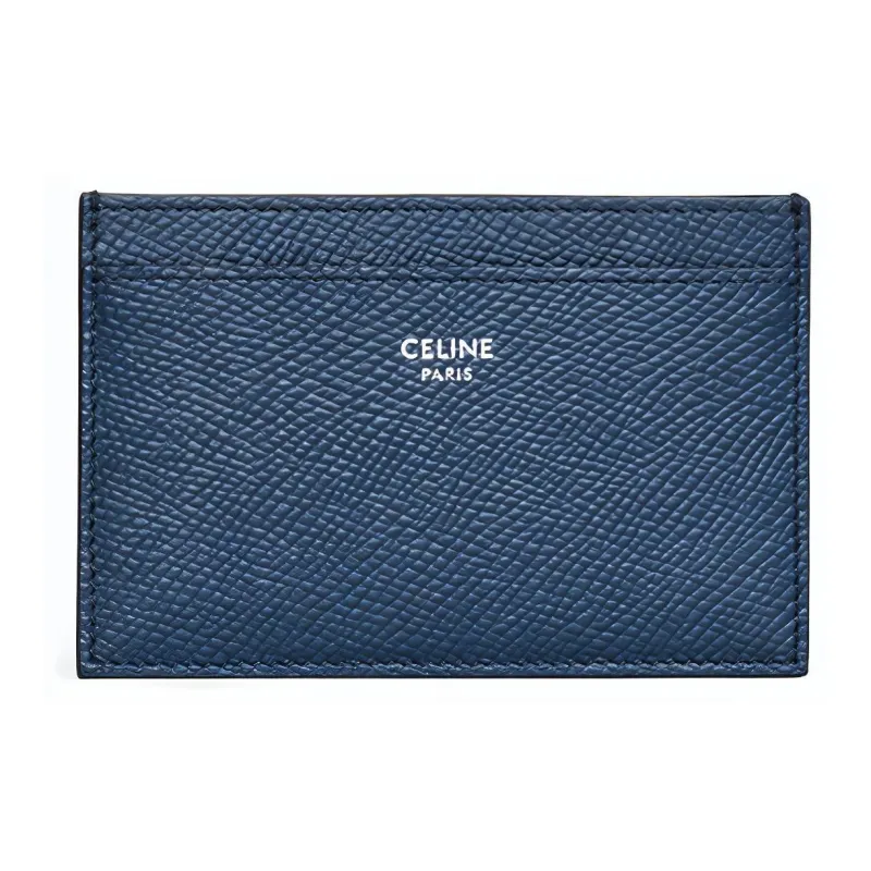 CELINE Cow Leather Card Holder Mini Men's Navy-0