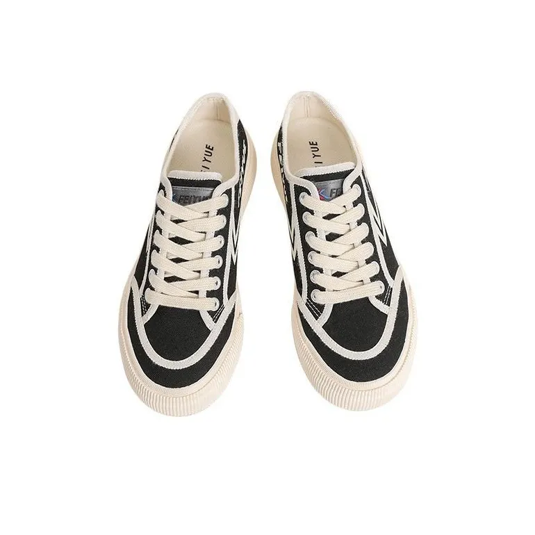 Feiyue Non slip Lightweight Low Top Canvas Shoes Women's Black-3