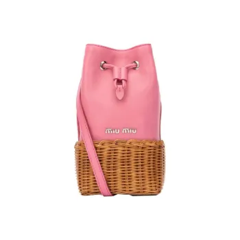 MIU MIU Cow Leather Bucket Bags Shoulder Bags Women's Pink