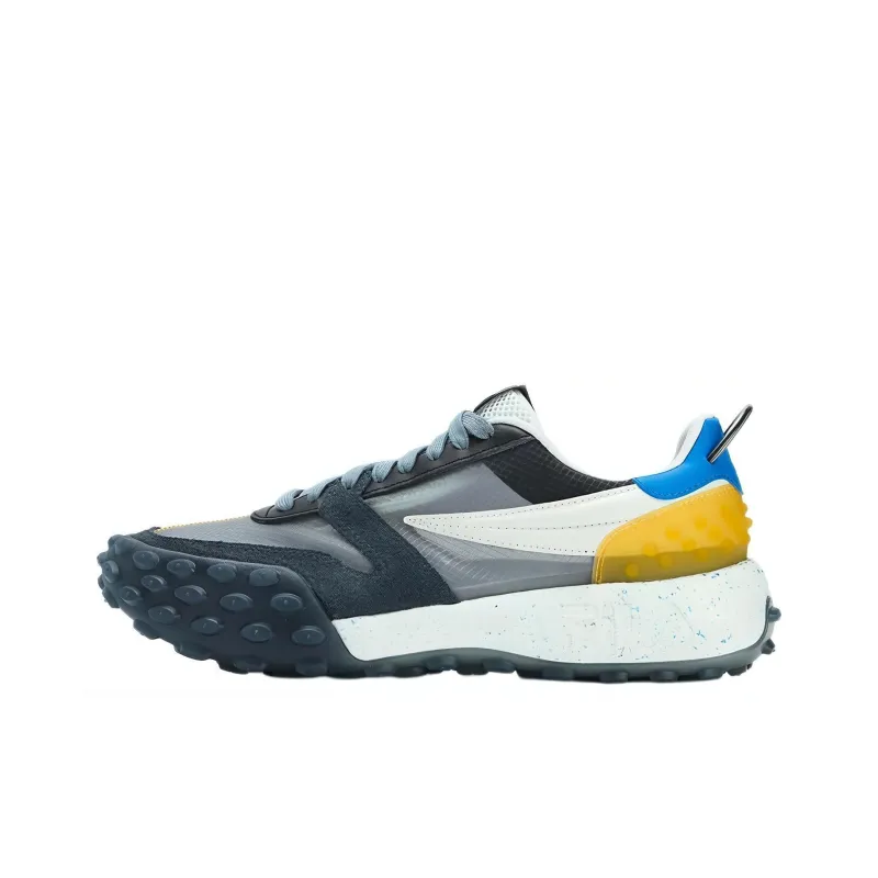 FILA Gara Anti Slip Wear Resistant Low Top Casual Running Shoes Men's Black Yellow Blue-0
