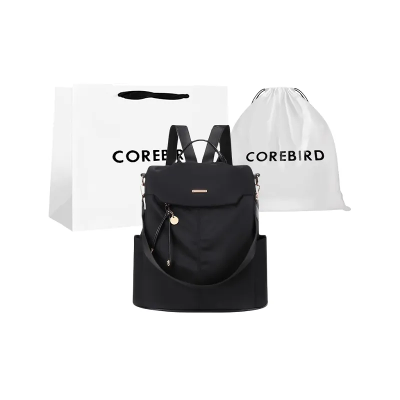 CORE BIRD Oxford Backpack Women's Black/Apricot/Leather Pink-4