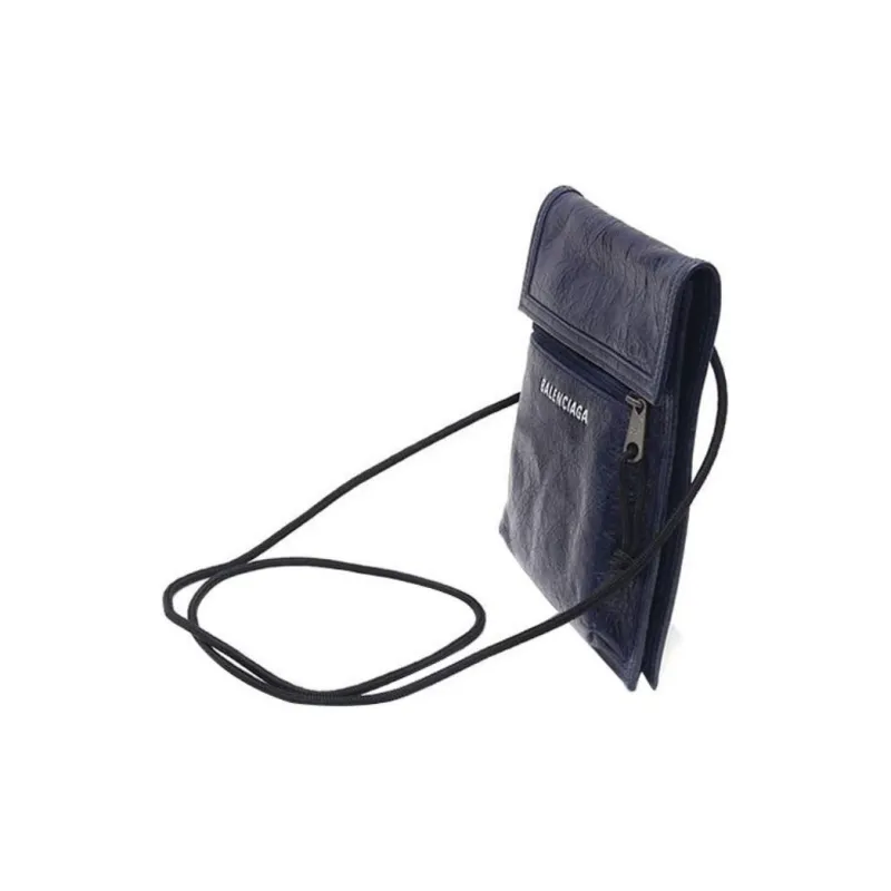 Balenciaga Explorer Lambskin Cell Phone Pouch Shoulder Bag Crossbody Bag Small Size Men's Navy Blue-2