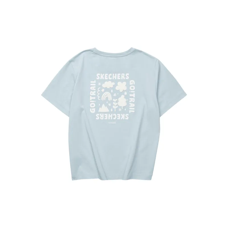 Skechers Drop Shoulder Sleeve T Shirt Women's Sunny Mountain Blue-1