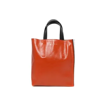 MARNI Museo Calfskin Tote Bag, Shopping Bag, Shoulder Bag, Handbag Mini Women's Gray & Brown