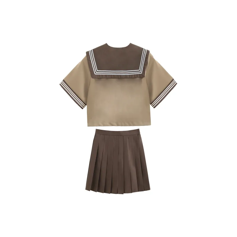 SHENBEI JK Skirt Set Women's Coffee-10