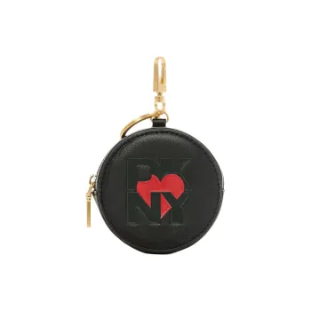 DKNY Leather Heart-Shaped Key Pendant Bag Accessory Women's Black