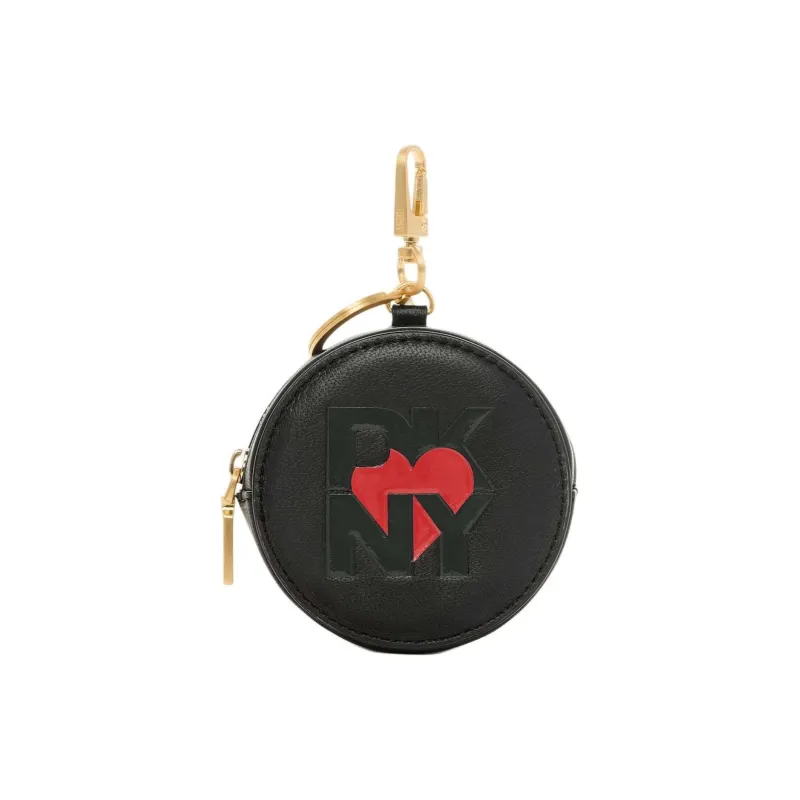 DKNY Leather Heart-Shaped Key Pendant Bag Accessory Women's Black-0