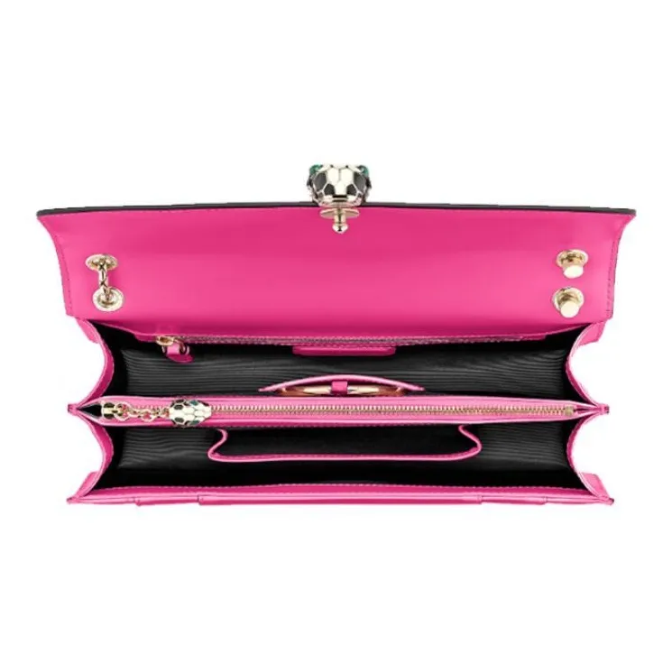 BVLGARI Serpenti Forever Calfskin Crossbody Bag, Shoulder Bag Women's Fuchsia-3