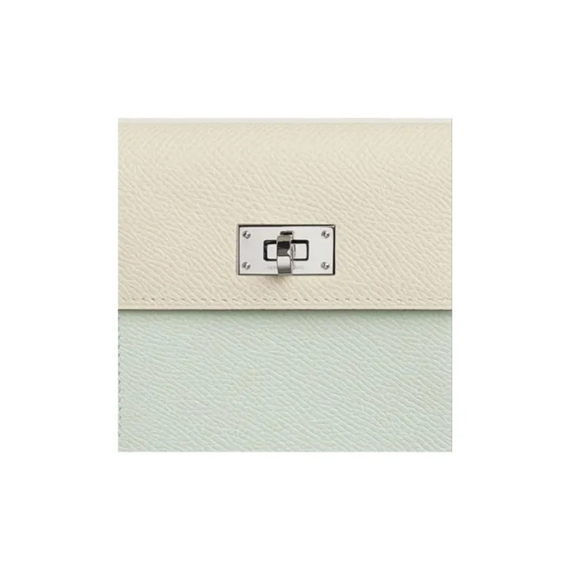 HERMES Kelly Pocket Epsom Calfskin Wallet Women's Light Blue/White-3