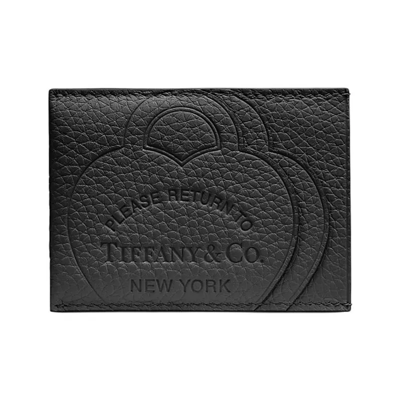 TIFFANY & CO. Return To Tiffany Collection Taurillon Leather Card Holder Women's Black-0