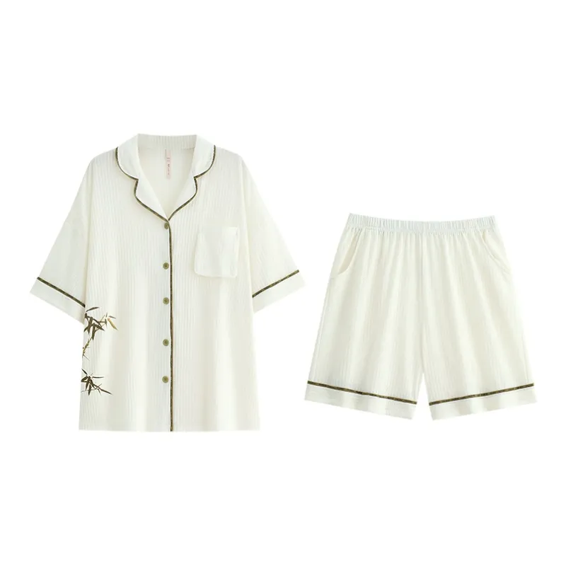 Yue Nei Pajama Set Women's Elegant White-0