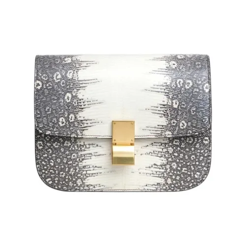 CELINE Classic Bo Lizard Leather Handbag Crossbody Bag Shoulder Bag Medium Size Women's Natural Color