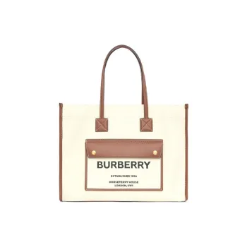 Burberry Canvas With Leather Fleurie Bag, Tote Bag, Shopping Bag, Canvas Bag, Handbag, Shoulder Bag Unisex
