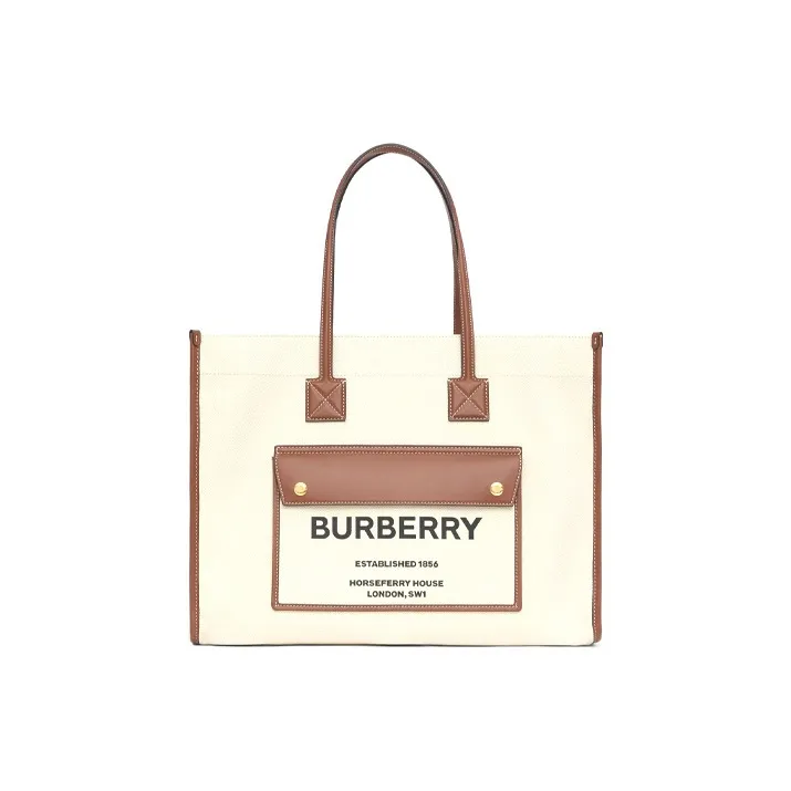Burberry Canvas With Leather Fleurie Bag, Tote Bag, Shopping Bag, Canvas Bag, Handbag, Shoulder Bag Unisex-0