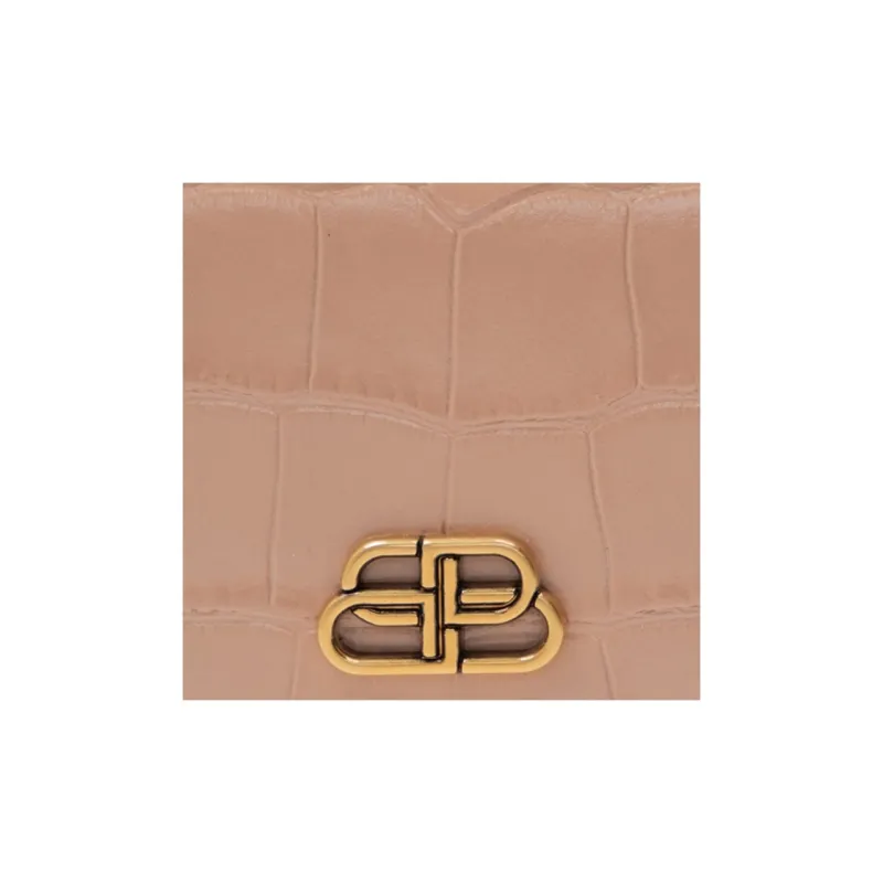 Balenciaga Cow Leather Wallet Mini Women's Beige-4
