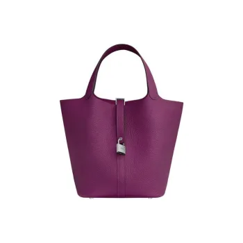 HERMES Picotin Lock Leather Basket Bag Handbag Bucket Bag Women's Purple