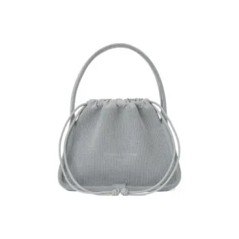 Alexander Wang Ryan Reflective Ribbed Knitted Fabric Handbag Trumpets Women's Gray