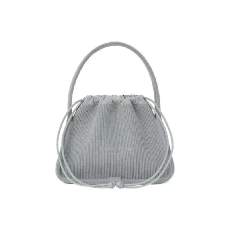 Alexander Wang Ryan Reflective Ribbed Knitted Fabric Handbag Trumpets Women's Gray-0