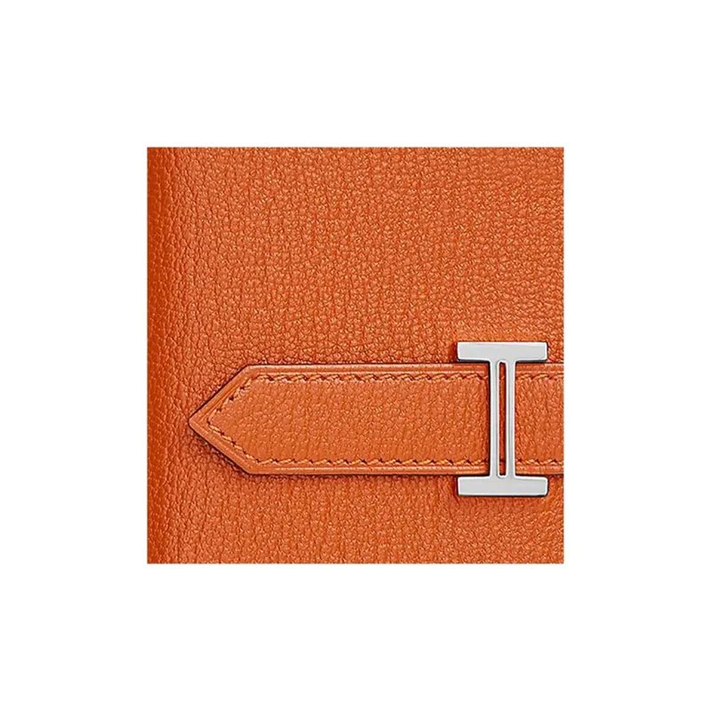 HERMES Bearn Mysore Goat Skin Wallet Mini Women's 93 Orange Hermes Orange Combo-2