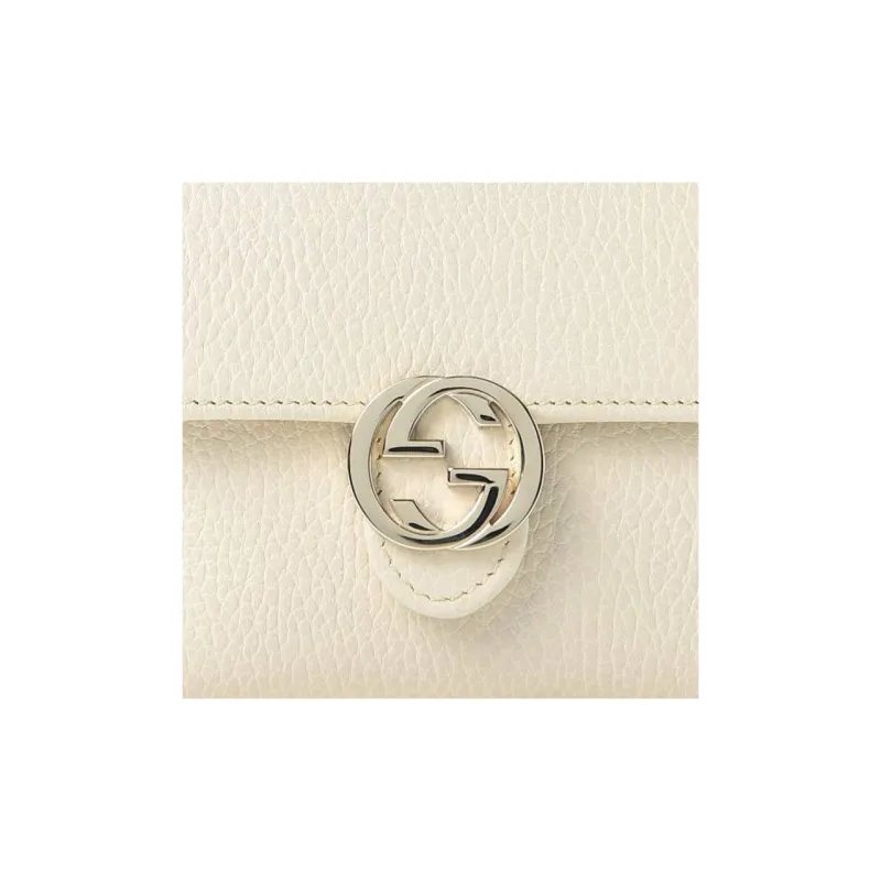 GUCCI Leather Wallet Women's White-4