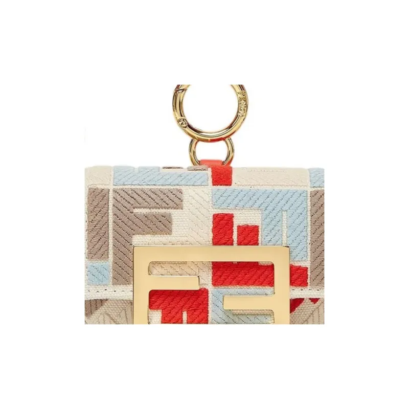 FENDI Baguette Canvas Baguette Bag One Shoulder Handbag Mini Women's Multicolor-4
