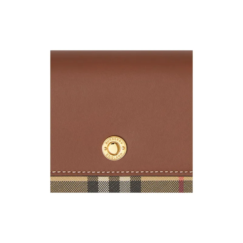 Burberry Vintage Polyurethane Card Holders Clutches Wallets Women's Beige & Brown-3