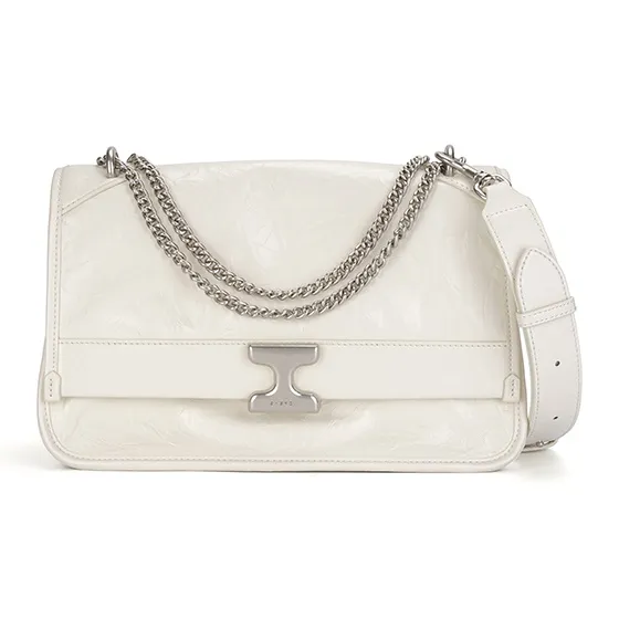 SHEPOK Top Grain Cow Leather Messenger Bag Hobo Bag Shoulder Bag Women's Black/White-7