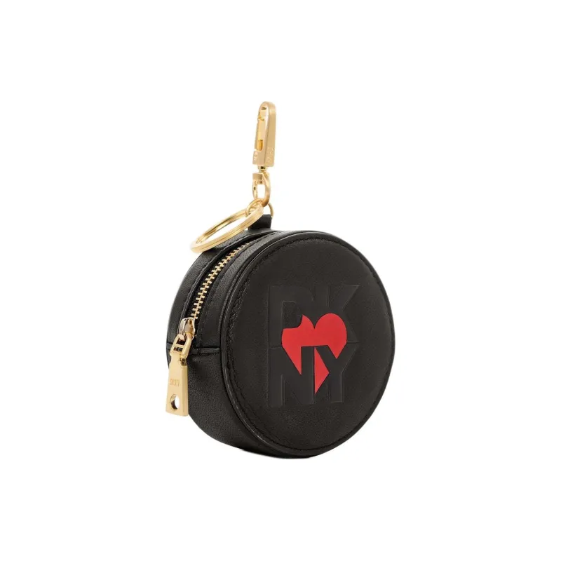 DKNY Leather Heart-Shaped Key Pendant Bag Accessory Women's Black-1