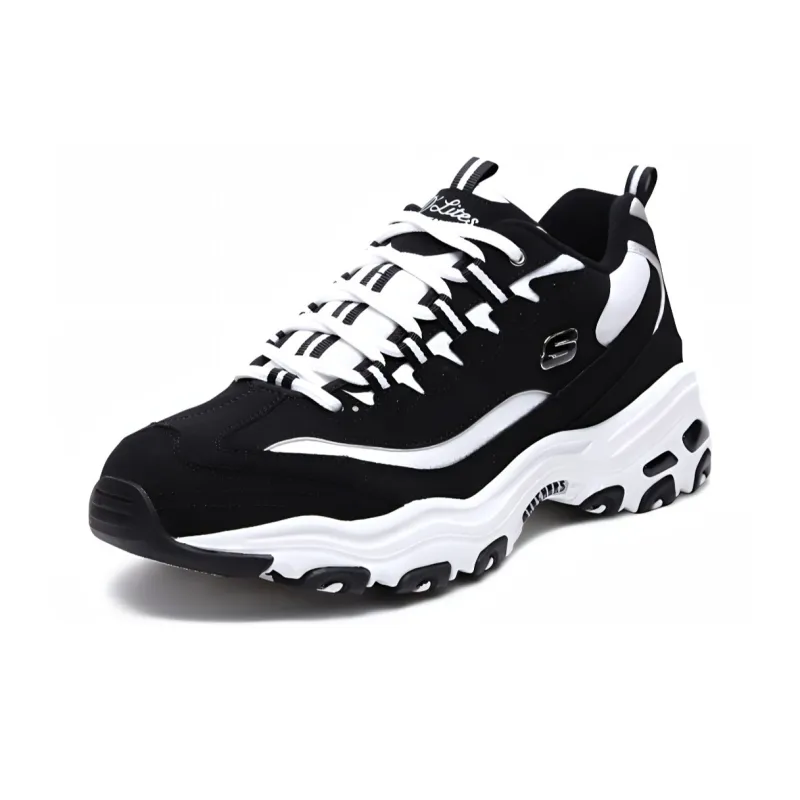 Skechers D'LITES 1.0 Panda Shoes Anti-Slip And Wear-Resistant Breathable Low-Top Chunky Sneakers Men's Black White-2