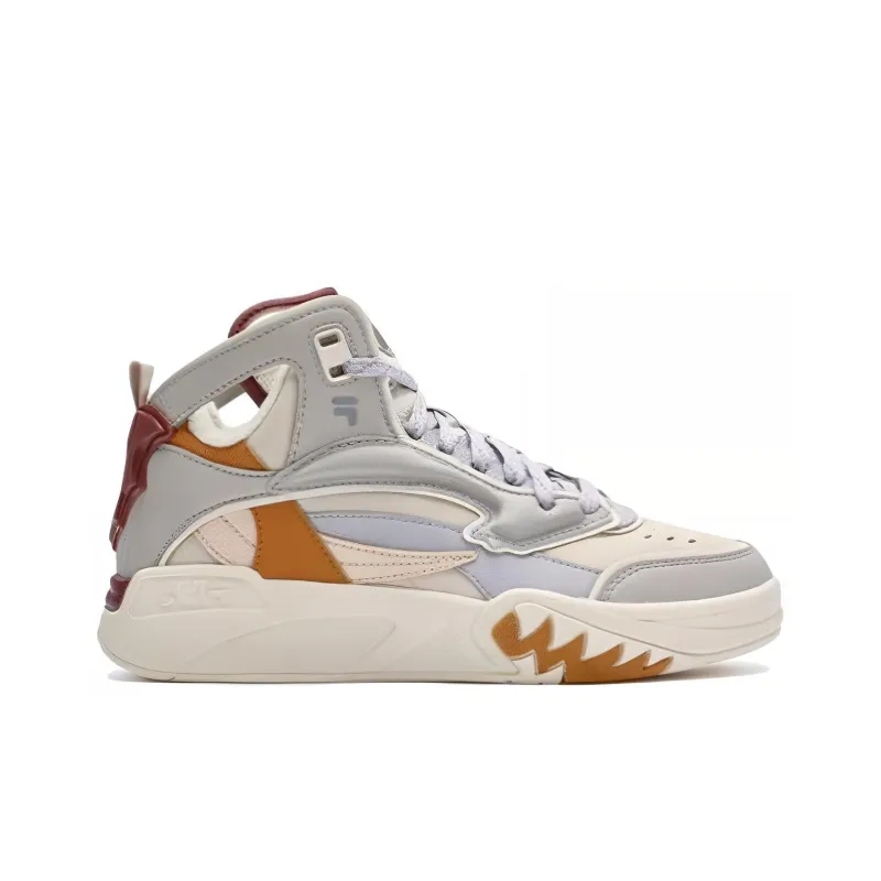 FILA Cushioning Warm High Top Vintage Basketball Shoes Women's Beige Gray-1