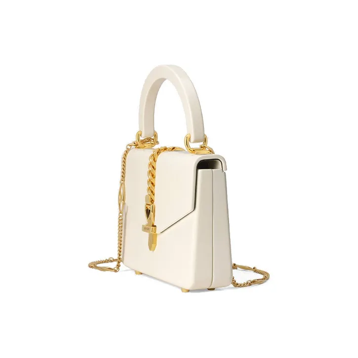 GUCCI Sylvie 1969 Acrylic Box Bag Chain Bag Shoulder Bag Crossbody Bag Handbag Mini Women's White-1