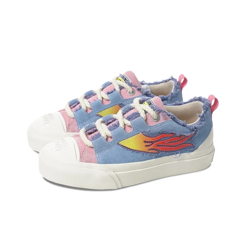 BURNING FLAME Height Increasing Low Top Canvas Shoes Unisex Cherry Blossom Pink-2