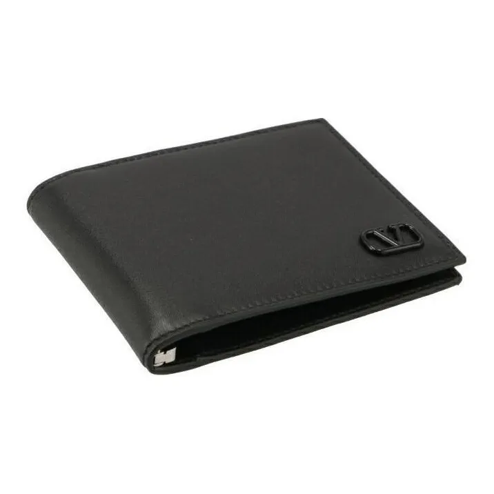 Valentino Calfskin Wallet Men's Black-4