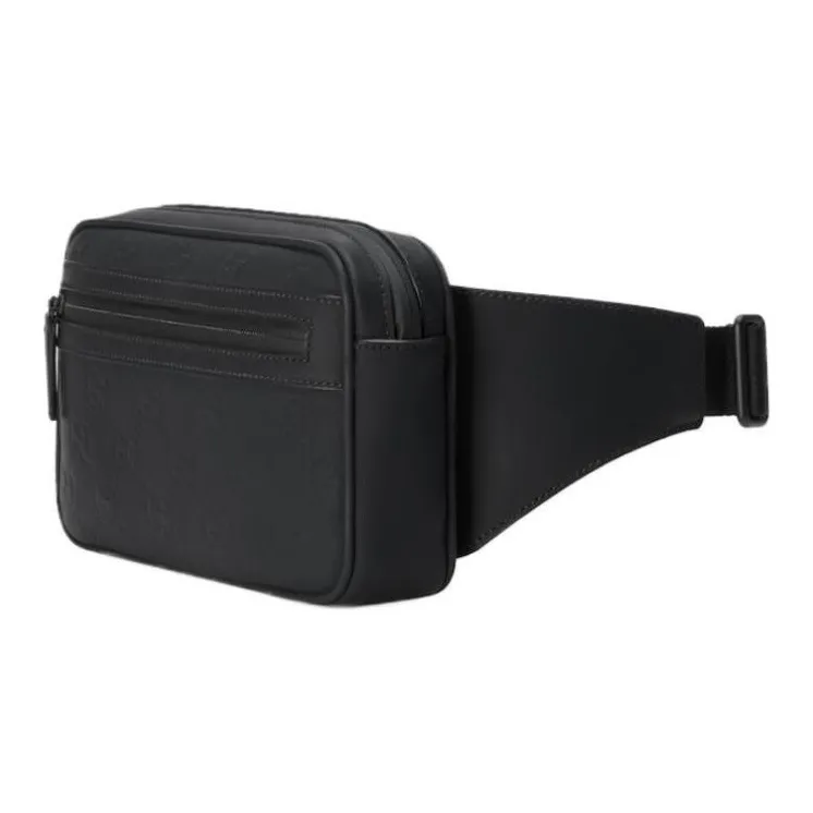 GUCCI Rubber Leather Fanny Pack Men's Black-1