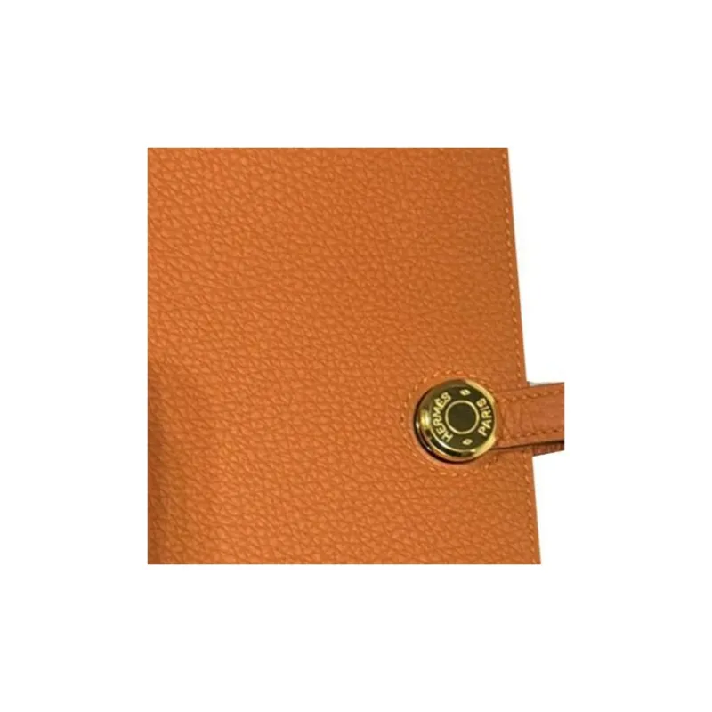 HERMES Dogon Duo Togo Calfskin Wallet Unisex Orange-3