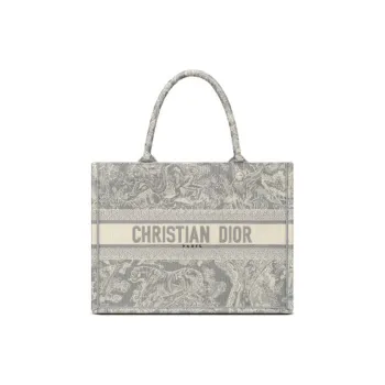 DIOR BookTote Canvas Handbag Tote Bag Shopping Bag Shoulder Bag Handbag Medium Size Women's Gray