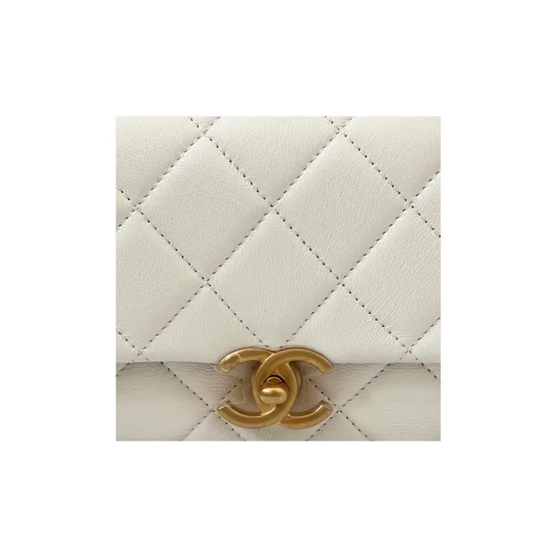 CHANEL Calfskin Shoulder Bag, Crossbody Bag Mini Women's White-1