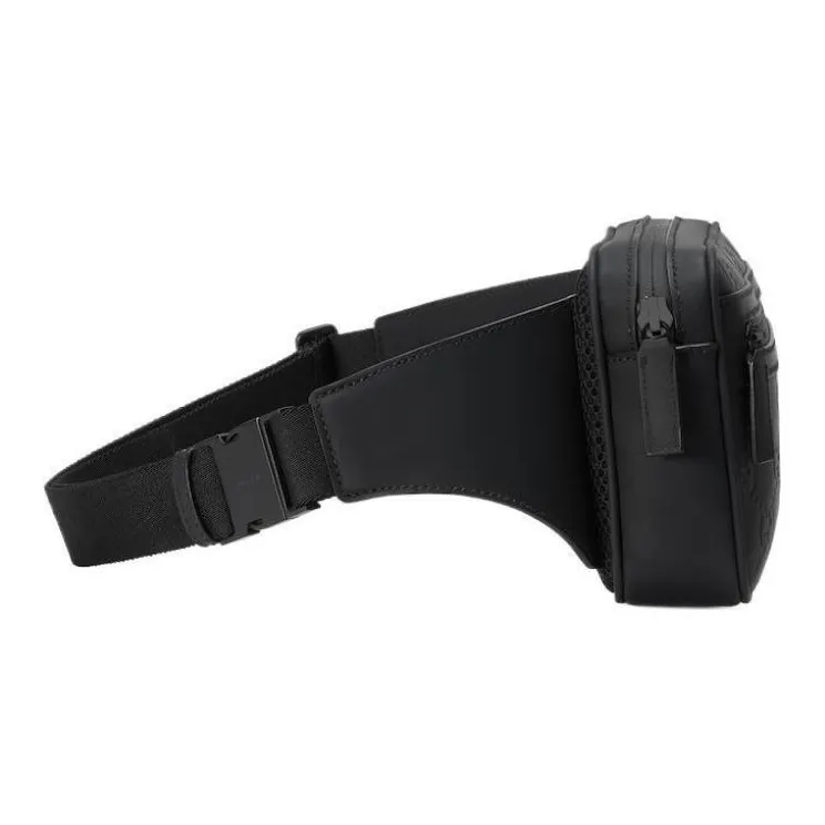 GUCCI Rubber Leather Fanny Pack Men's Black-3