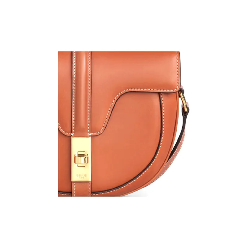 CELINE Cow Leather Crossbody Bag Shoulder Bag Women's Tawny Candy Color-3