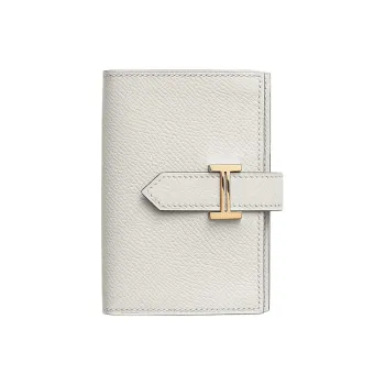 HERMES Bearn Epsom Calfskin Wallet Mini Unisex M4 Gris Pale Cream Gray