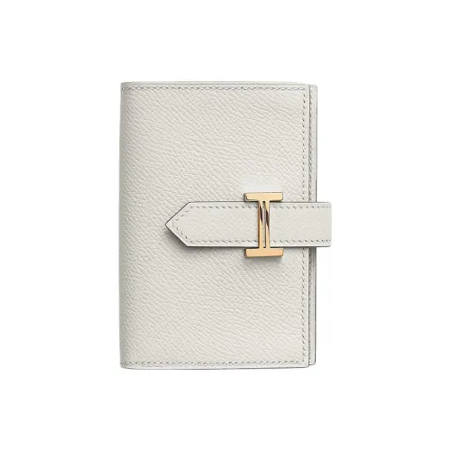 HERMES Bearn Epsom Calfskin Wallet Mini Unisex M4 Gris Pale Cream Gray