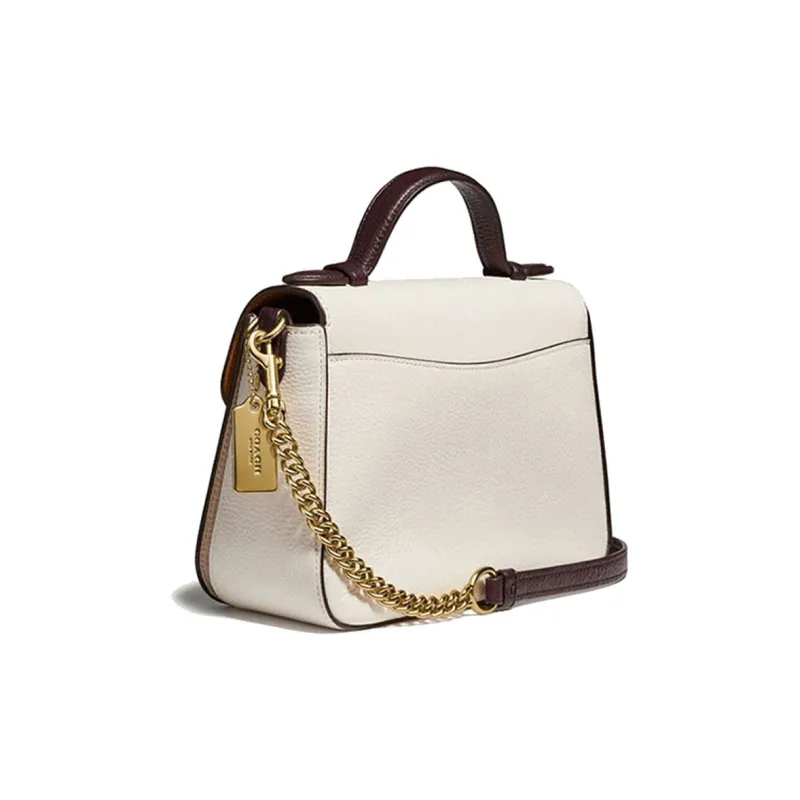 COACH Cassidy Cow Leather Satchel Bag Portable Crossbody Bag Shoulder Bag Women's Pink White-1