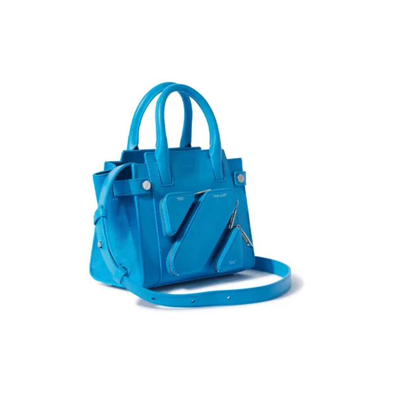 OFF WHITE Leather Shoulder Bag Crossbody Bag Handbag Small Size Women's Blue-2