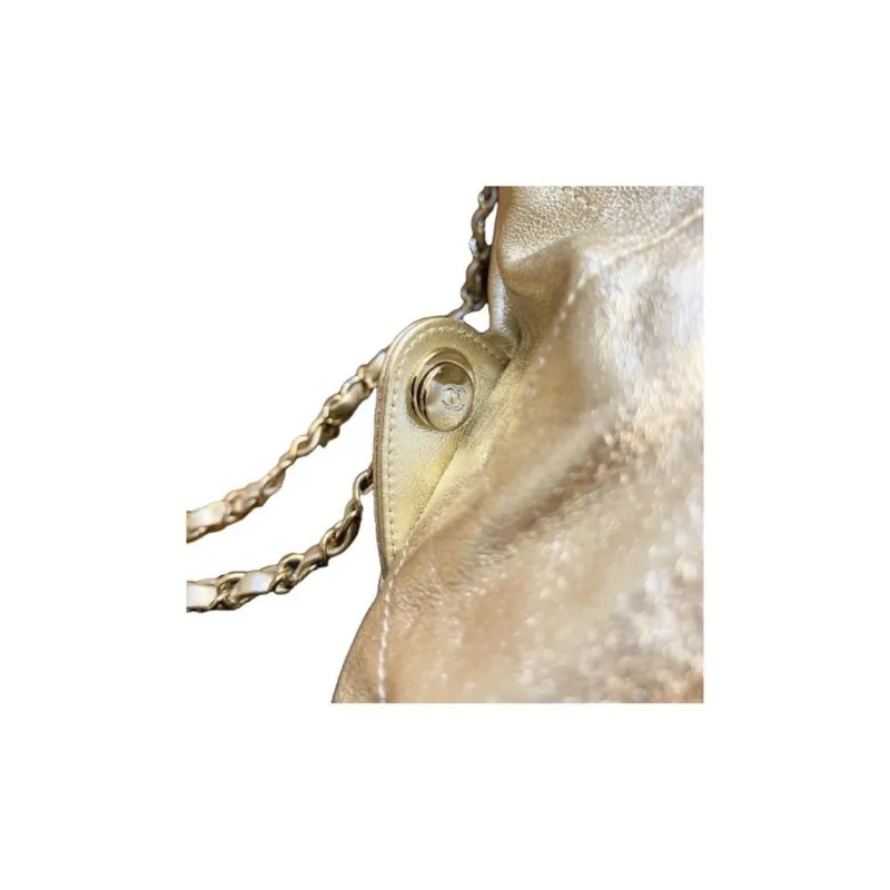 CHANEL Calfskin Backpack Trumpets Women's Champagne Gold-3