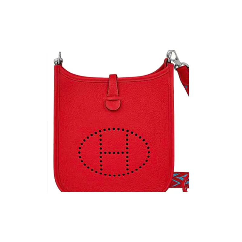 HERMES Cow Leather Crossbody Bags Shoulder Bags 16 Women's Red-4