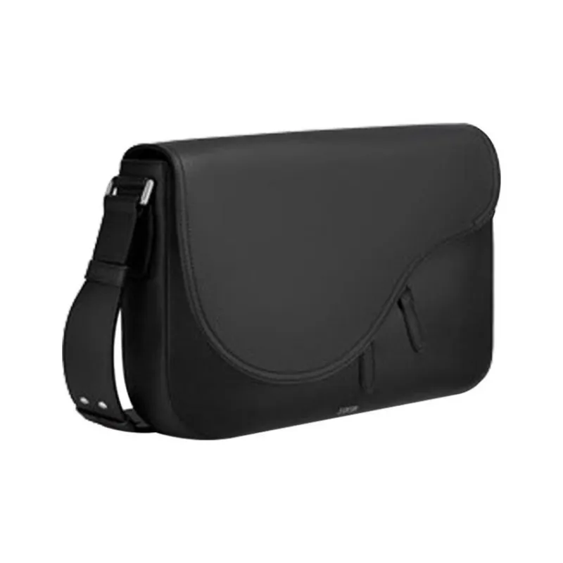 DIOR Saddle Calfskin Saddle Bag Flap Shoulder Crossbody Bag Mini Men's Black-1